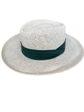 Summer Club Straw Fedora Hat Ribbon Band Size S/M Breathable Sun Protection